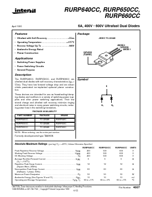RURP650C Datasheet PDF Intersil