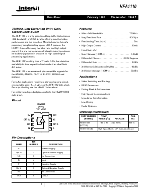 HFA1110EVAL Datasheet PDF Intersil