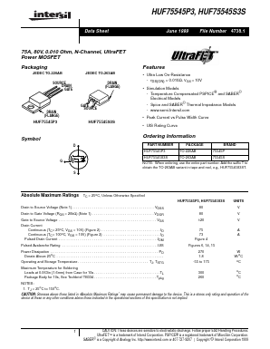 HUF75545P3 Datasheet PDF Intersil