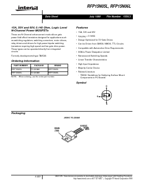 RFP15N05 Datasheet PDF Intersil