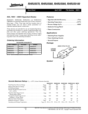 RHRU5070 Datasheet PDF Intersil