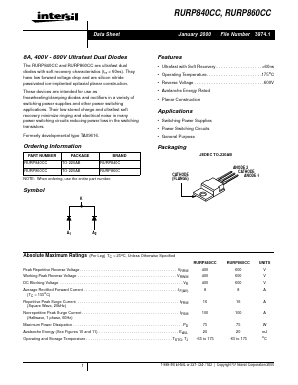 RURP860C Datasheet PDF Intersil