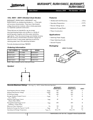 RURH1540CC Datasheet PDF Intersil