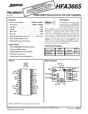 HFA3665IA96 Datasheet PDF Intersil