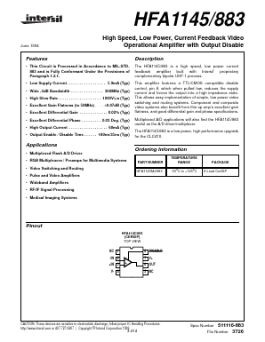 HFA1145/883 Datasheet PDF Intersil