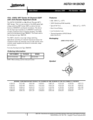 HGTG11N120CND Datasheet PDF Intersil