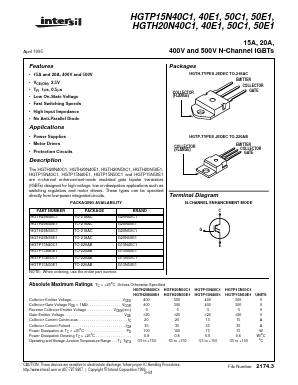 HGTP15N40C1 Datasheet PDF Intersil