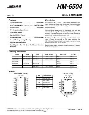 HM3-6504B-9 Datasheet PDF Intersil
