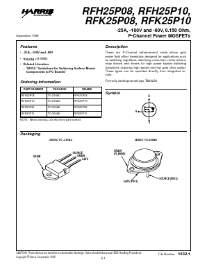 RFH25P08 Datasheet PDF Intersil