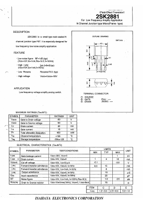2SK2881 Datasheet PDF Isahaya Electronics
