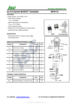 IRFR110 Datasheet PDF Inchange Semiconductor