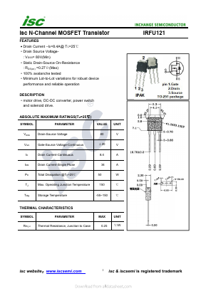 IRFU121 Datasheet PDF Inchange Semiconductor