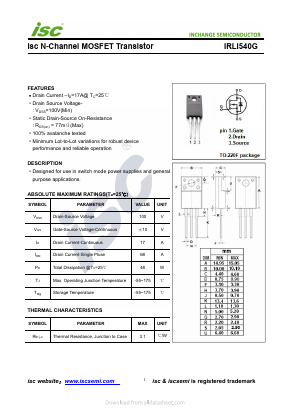 IRLI540G Datasheet PDF Inchange Semiconductor