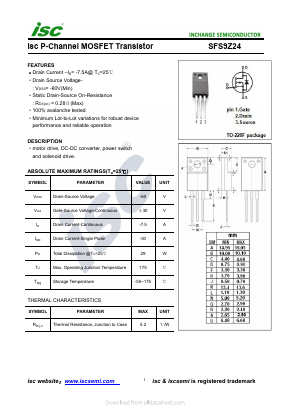 SFS9Z24 Datasheet PDF Inchange Semiconductor