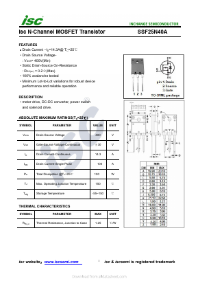 SSF25N40A Datasheet PDF Inchange Semiconductor