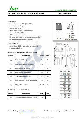 SSF80N06A Datasheet PDF Inchange Semiconductor
