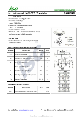 SSM10N70 Datasheet PDF Inchange Semiconductor