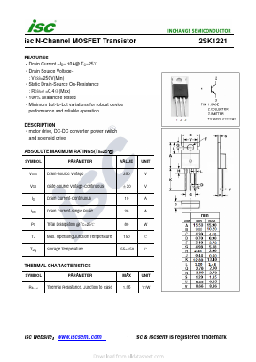 2SK1221 Datasheet PDF Inchange Semiconductor