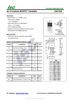 K1008 Datasheet PDF Inchange Semiconductor