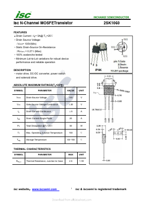 2SK1060 Datasheet PDF Inchange Semiconductor