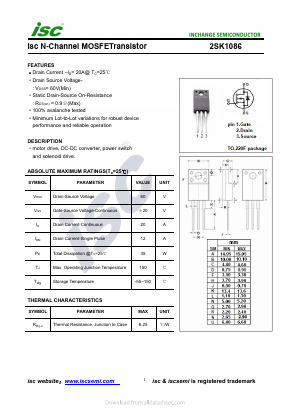 2SK1086 Datasheet PDF Inchange Semiconductor