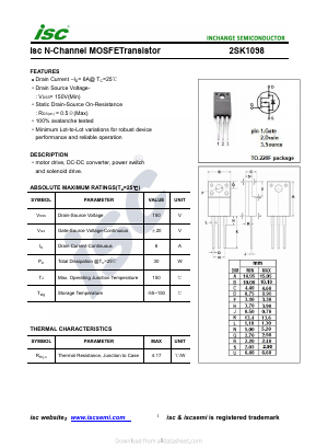 K1098 Datasheet PDF Inchange Semiconductor
