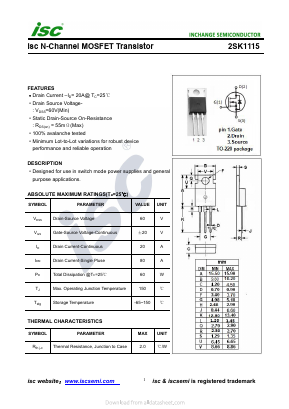 2SK1115 Datasheet PDF Inchange Semiconductor