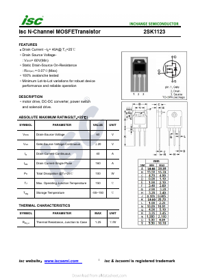 K1123 Datasheet PDF Inchange Semiconductor