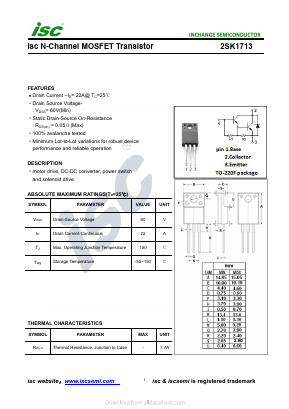 2SK1713 Datasheet PDF Inchange Semiconductor
