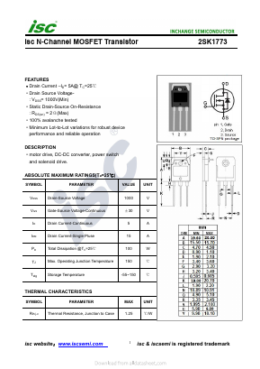 2SK1773 Datasheet PDF Inchange Semiconductor