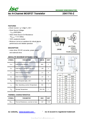 2SK1793-Z Datasheet PDF Inchange Semiconductor