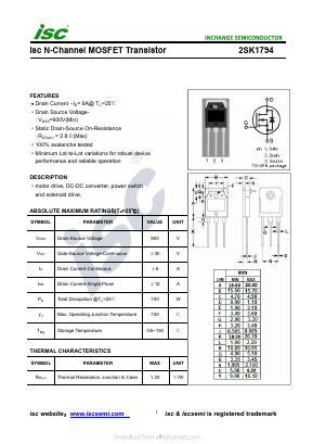K1794 Datasheet PDF Inchange Semiconductor