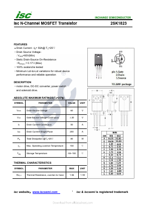 2SK1823 Datasheet PDF Inchange Semiconductor