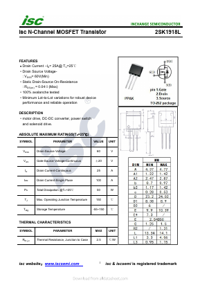 2SK1918L Datasheet PDF Inchange Semiconductor