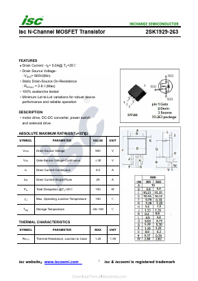2SK1929-263 Datasheet PDF Inchange Semiconductor