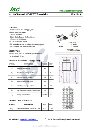 2SK1949L Datasheet PDF Inchange Semiconductor