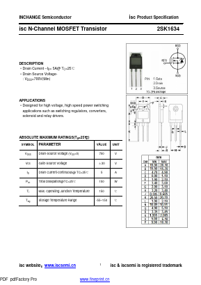 2SK1634 Datasheet PDF Inchange Semiconductor
