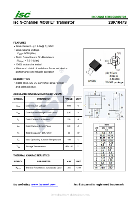 K1647S Datasheet PDF Inchange Semiconductor