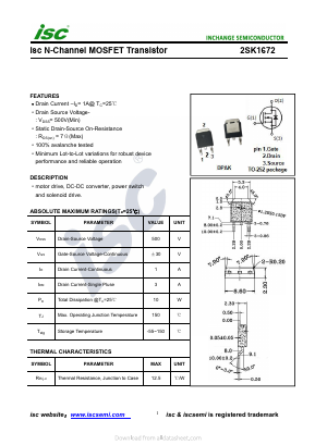 K1672 Datasheet PDF Inchange Semiconductor