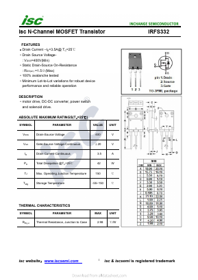 IRFS332 Datasheet PDF Inchange Semiconductor