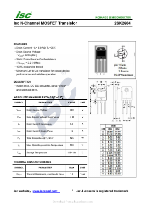 K2604 Datasheet PDF Inchange Semiconductor