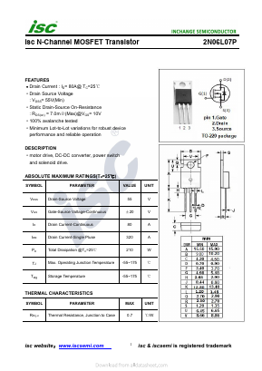 2N06L07P Datasheet PDF Inchange Semiconductor