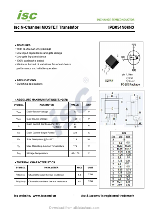 IPB054N06N3 Datasheet PDF Inchange Semiconductor