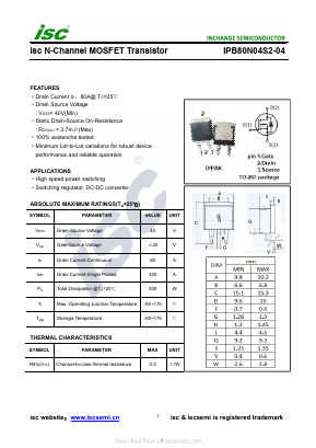 IPB80N04S2-04 Datasheet PDF Inchange Semiconductor