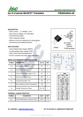IPB80N08S4-06 Datasheet PDF Inchange Semiconductor