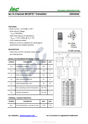 K4042 Datasheet PDF Inchange Semiconductor