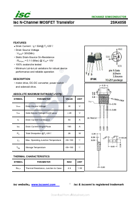 2SK4058 Datasheet PDF Inchange Semiconductor