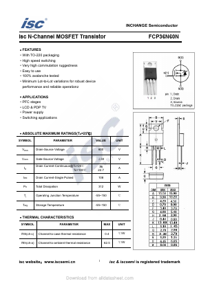 FCP36N60N Datasheet PDF Inchange Semiconductor