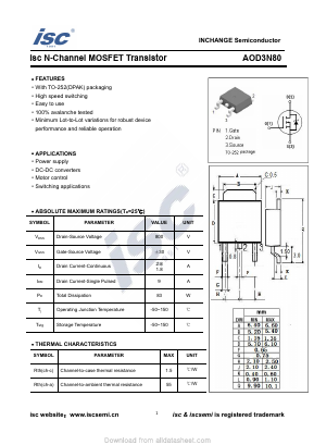 AOD3N80 Datasheet PDF Inchange Semiconductor