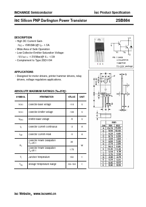 B884 Datasheet PDF Inchange Semiconductor